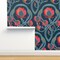 Art Nouveau Floral Magnolia Vintage Inspired Deco Pink Blue Coral Large Scale Flowers Custom Removable Wallpaper by Spoonflower Peel & Stick Wallpaper 2FT Wide